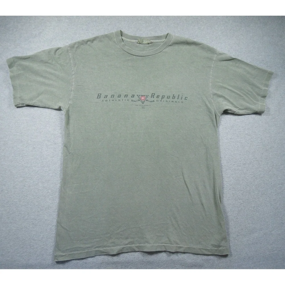 Vintage Banana Republic Shirt Mens XLarge Green Short Sleeve 90s Tee Safari